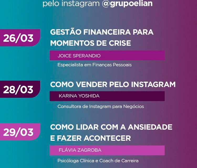 Coronavírus: Grupo Elian se une a especialistas de diversas áreas para esclarecer dúvidas do público em transmissões on-line