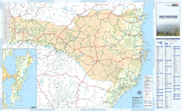 Secretaria da Infraestrutura disponibiliza Mapa Rodoviário Catarinense 2020 para download