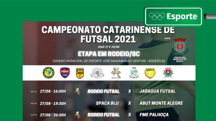 Rodeio sediará etapa do Campeonato Catarinense de Futsal Sub 08 e sub 12