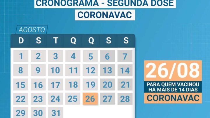 Vacinação – Secretaria de Saúde abre data de segunda dose da Coronavac nesta quinta-feira