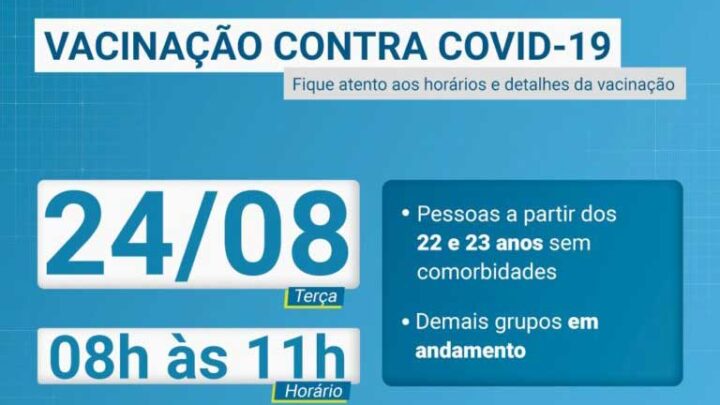 Timbó vacina na terça-feira contra Covid-19 pessoas a partir dos 22 e 23 anos