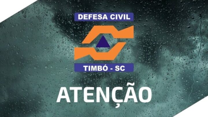 A Defesa Civil de Timbó alerta que até domingo há uma previsão de chuvas volumosas e ventos fortes