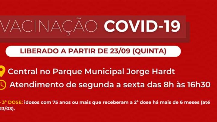 Indaial – Saúde libera dose de reforço contra a Covid-19 para idosos com 75 anos ou mais