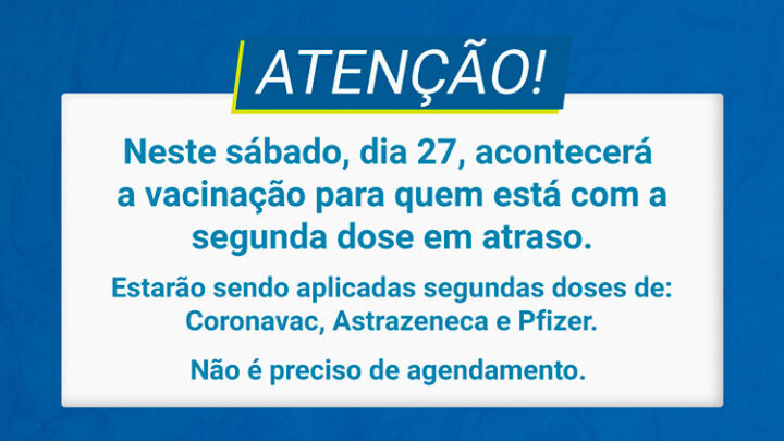 Timbó – Centro de Vacinação irá abrir neste sábado para aplicar segundas doses atrasadas