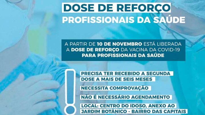 Timbó libera dose de reforço para profissionais da saúde que tomaram segunda dose há seis meses