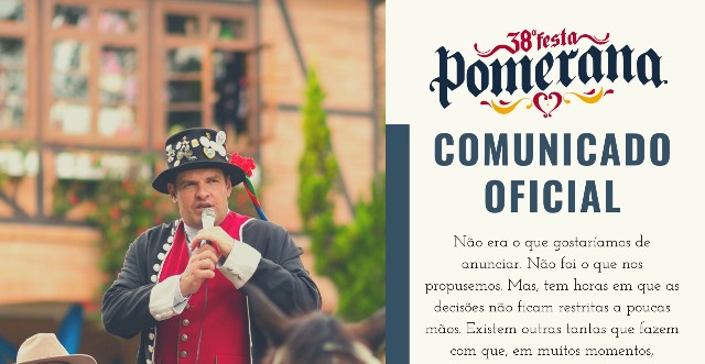 COMUNICADO OFICIAL – Festa Pomerana COMUNICADO OFICIAL – Festa Pomerana