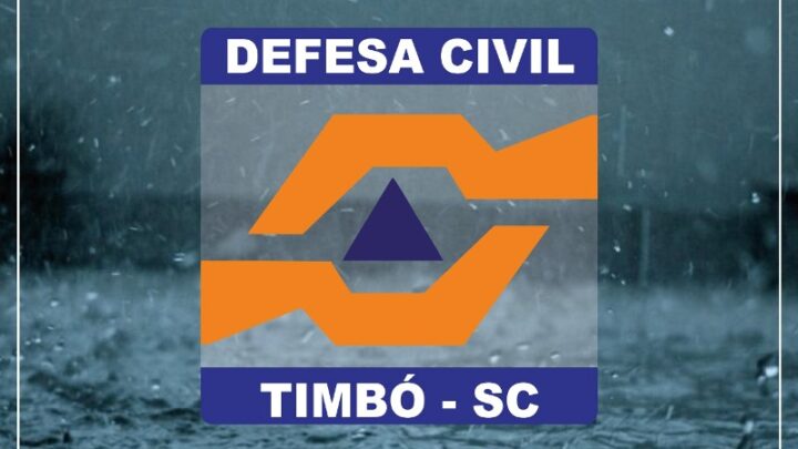 Defesa Civil – Possibilidade de chuva intensa nos próximos dias em Timbó