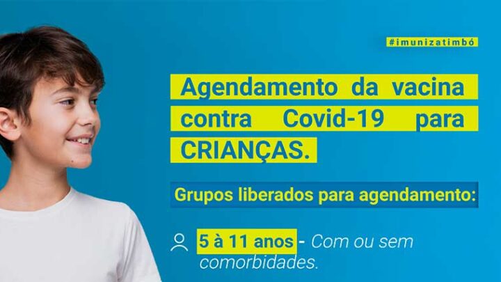 Timbó reabre agendamento para vacina contra Covid-19 de crianças