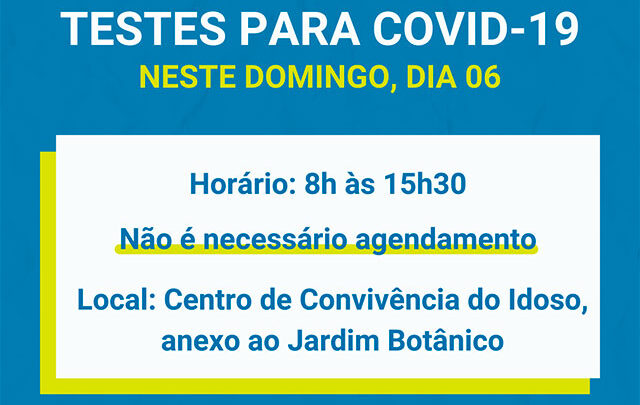 Timbó realiza testes de Covid-19 neste domingo