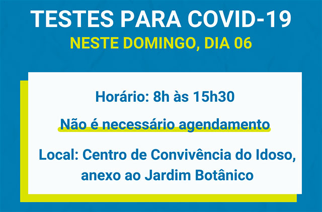 Timbó realiza testes de Covid-19 neste domingo Timbó realiza testes de Covid-19 neste domingo