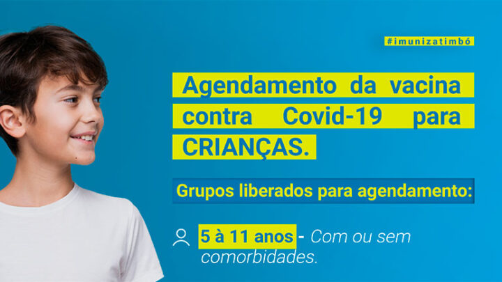 Timbó reabre agendamento para vacina contra Covid-19 de crianças