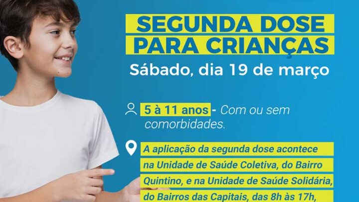 Timbó aplica segunda dose de vacina contra Covid-19 em crianças neste sábado