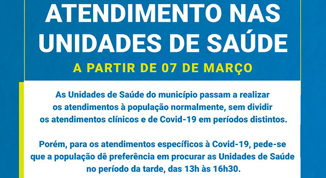 Unidades de Saúde de Timbó voltam com atendimento normal Unidades de Saúde de Timbó voltam com atendimento normal