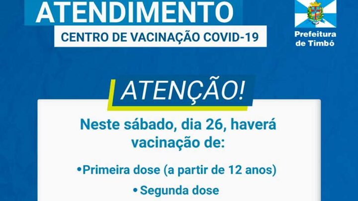 Timbó realiza vacinação contra Covid-19 neste sábado