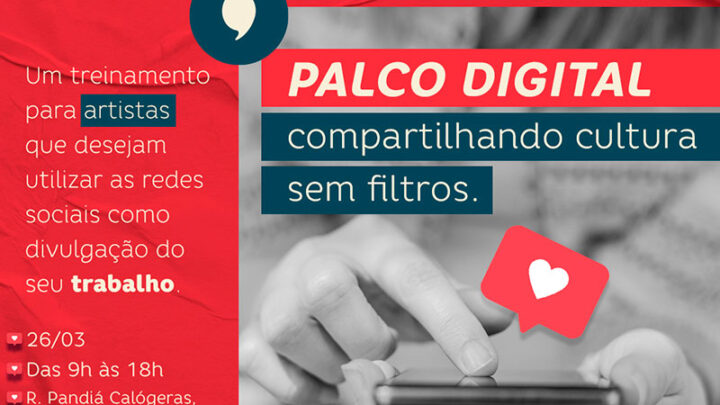 Estão abertas as inscrições para oficina de técnicas e utilização de redes sociais, voltada para artistas e agentes culturais do Vale do Itajaí