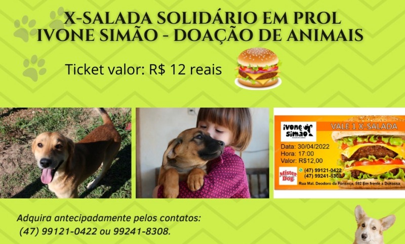 Ivone Simão – Doação de Animais promove X Salada Solidário no dia 30 de abril em prol dos animais abandonados Ivone Simão – Doação de Animais promove X Salada Solidário no dia 30 de abril em prol dos animais abandonados