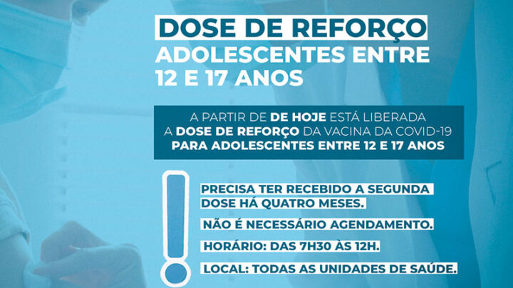Timbó libera dose de reforço da Covid-19 para adolescentes entre 12 e 17 anos
