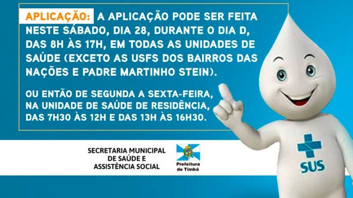 Timbó libera vacinas contra Influenza e Sarampo para crianças até 11 anos