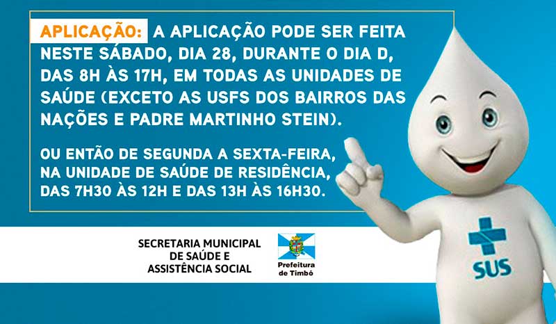 Timbó libera vacinas contra Influenza e Sarampo para crianças até 11 anos