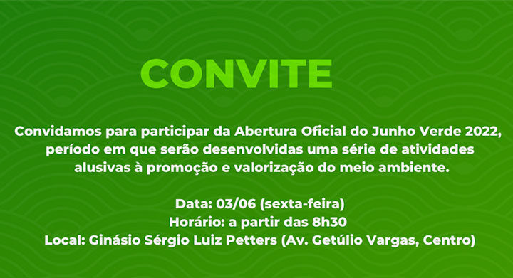 Indaial – Abertura Oficial do Junho Verde 2022 é transferida para o Ginásio Sérgio Luiz Petters
