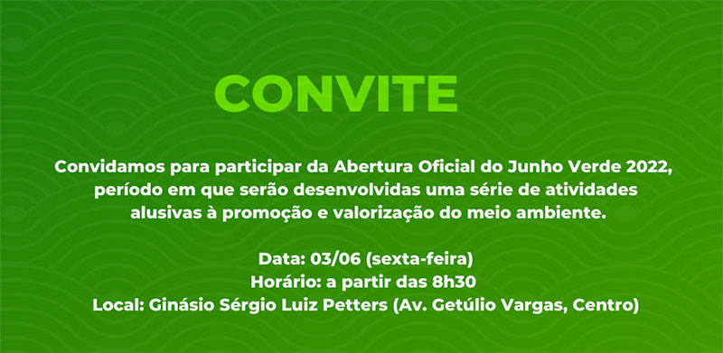 Indaial – Abertura Oficial do Junho Verde 2022 é transferida para o Ginásio Sérgio Luiz Petters