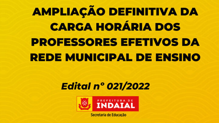 Prefeitura de Indaial lança edital para ampliação definitiva da carga horária de trabalho dos professores efetivos da rede municipal de ensino