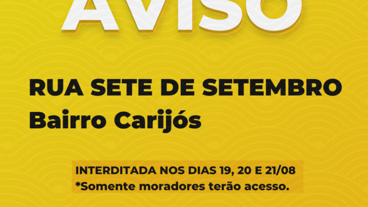 Indaial – Rua Sete de Setembro interditada nesta sexta, sábado e domingo para intervenção na rede de tubulação pluvial