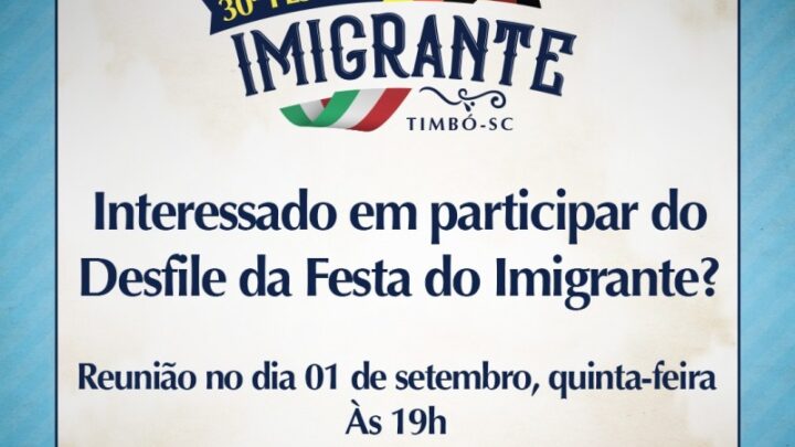 Prefeitura de Timbó realiza reunião para interessados em participar do Desfile da Festa do Imigrante