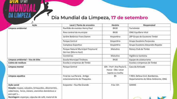 Timbó participa do Dia Mundial da Limpeza