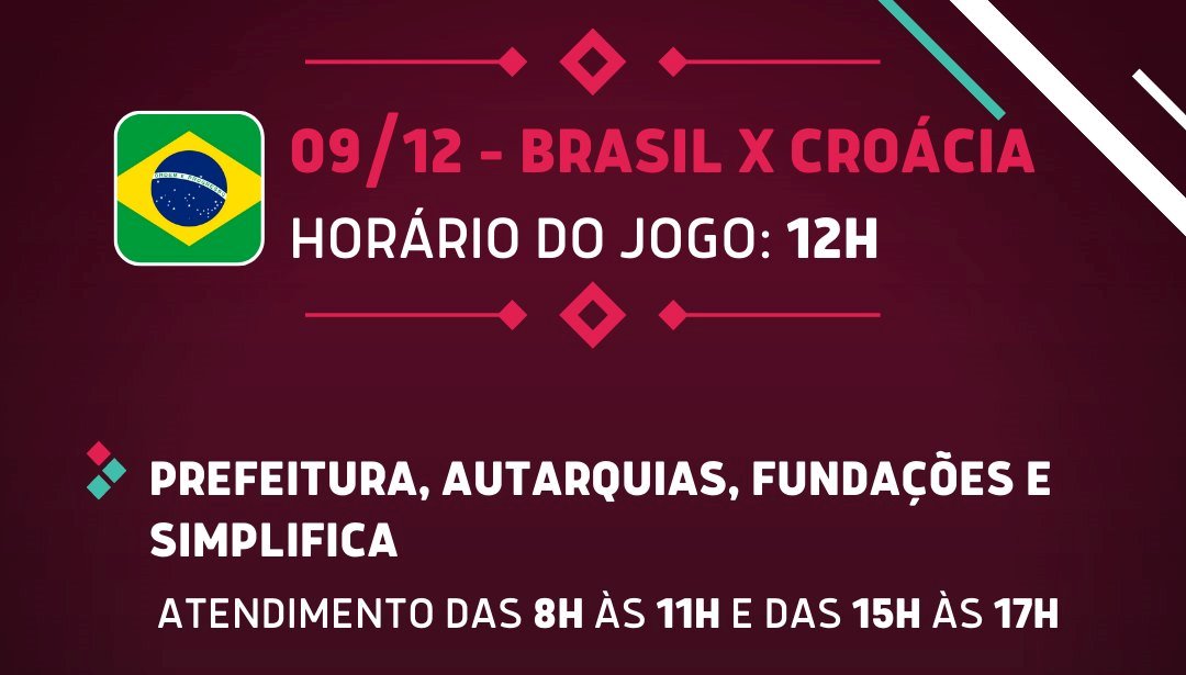 Prefeitura de Timbó atenderá em horário especial nesta sexta-feira durante  jogo do Brasil na Copa do Mundo 2022 - Portal Timbó Net