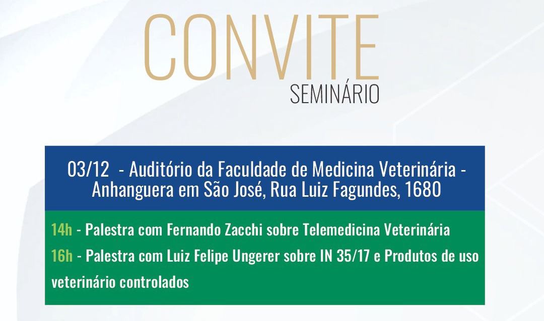 Anhanguera São José e CRMV promovem seminário sobre telemedicina e produtos de uso veterinário controlados Anhanguera São José e CRMV promovem seminário sobre telemedicina e produtos de uso veterinário controlados