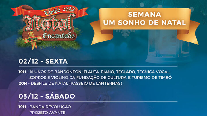 Confira a programação do Natal Mais Encantado de Timbó neste final de semana