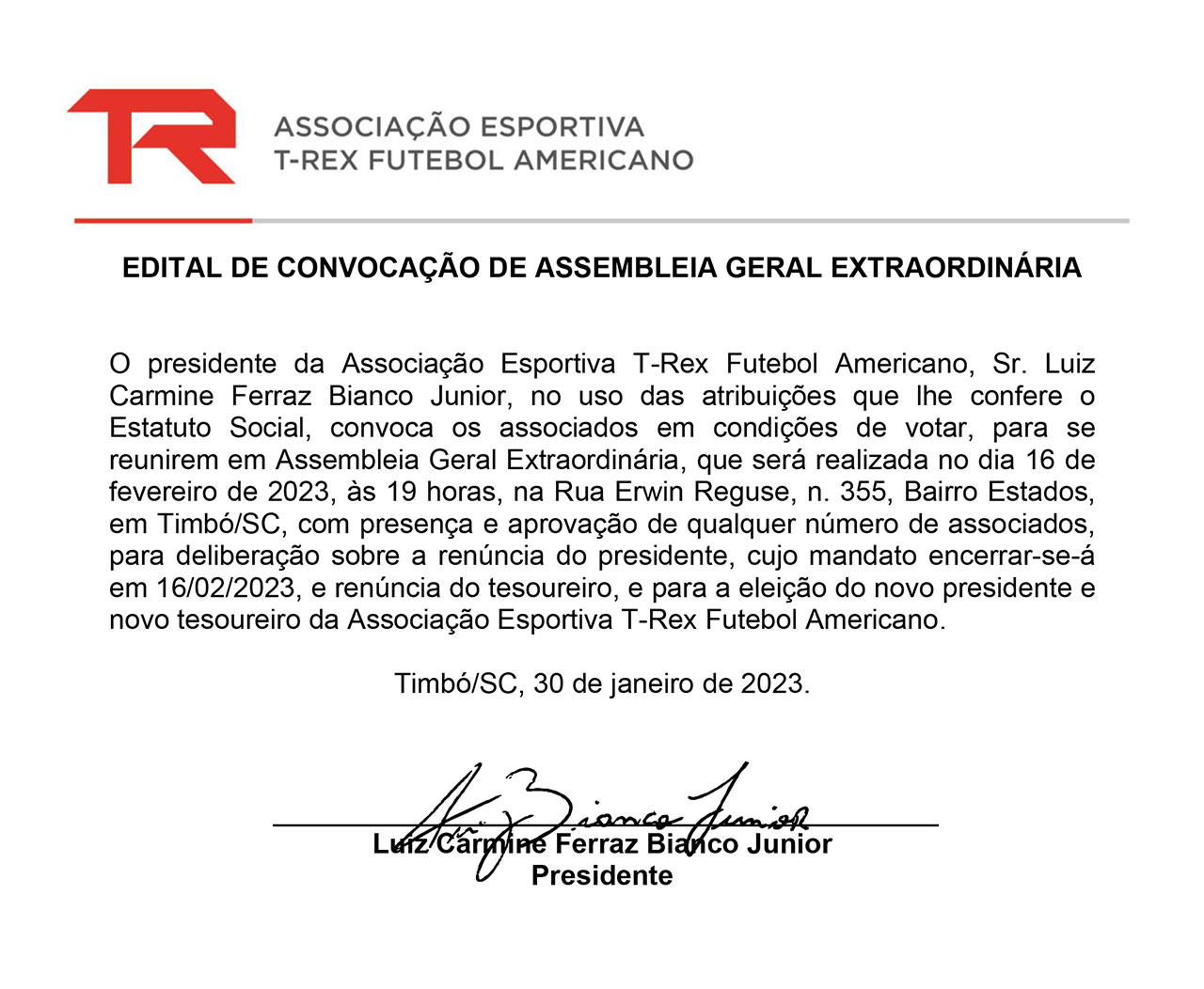 T-Rex Timbó SC