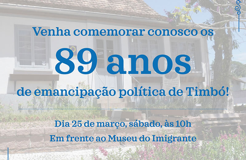 Timbó realiza evento comemorativo aos 89 anos de emancipação política Timbó realiza evento comemorativo aos 89 anos de emancipação política