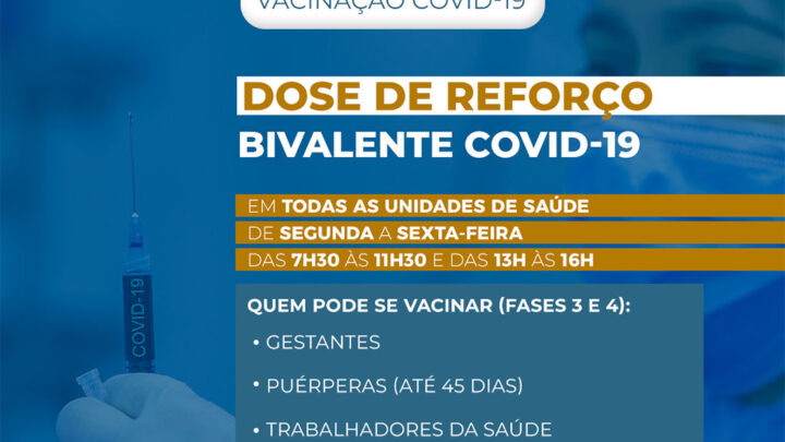 Timbó vacina gestantes, puérperas de até 45 dias e trabalhadores da saúde com dose de reforço bivalente contra Covid-19