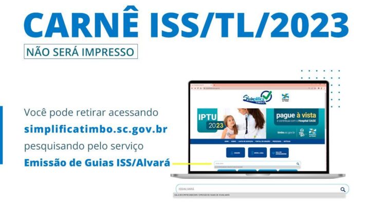 Timbó – Prazo para pagamento do ISS/TL/2023 é 17 de julho