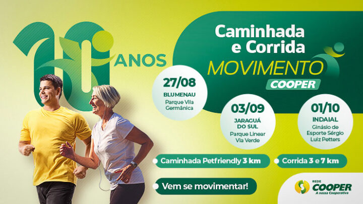 Inscrições abertas para a Caminhada e Corrida Movimento Cooper