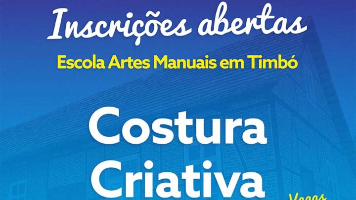 Inscrições abertas para curso de Costura Criativa da Escola de Artes Manuais em Timbó
