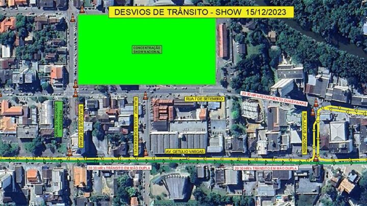 Confira as mudanças no trânsito de Timbó nesta sexta-feira para o show nacional com Leonardo