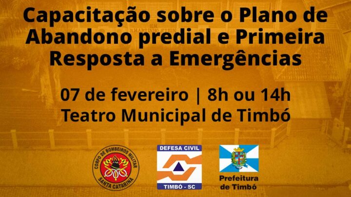 Defesa Civil de Timbó e Corpo de Bombeiros promovem capacitação sobre plano de abandono predial de escolas em situações de emergência