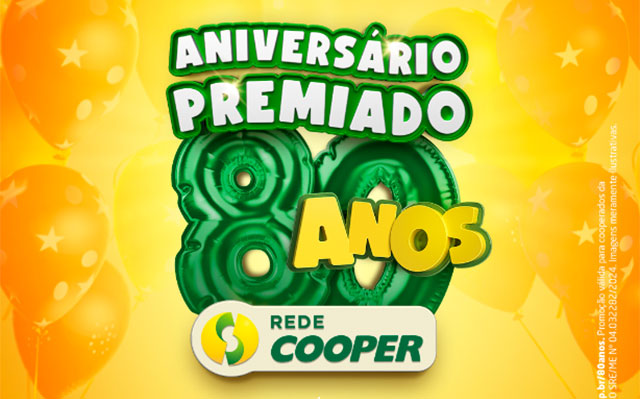 Rede Cooper celebra 80 anos com sorteio de R$ 80 mil em vales-compras a cada semana de março
