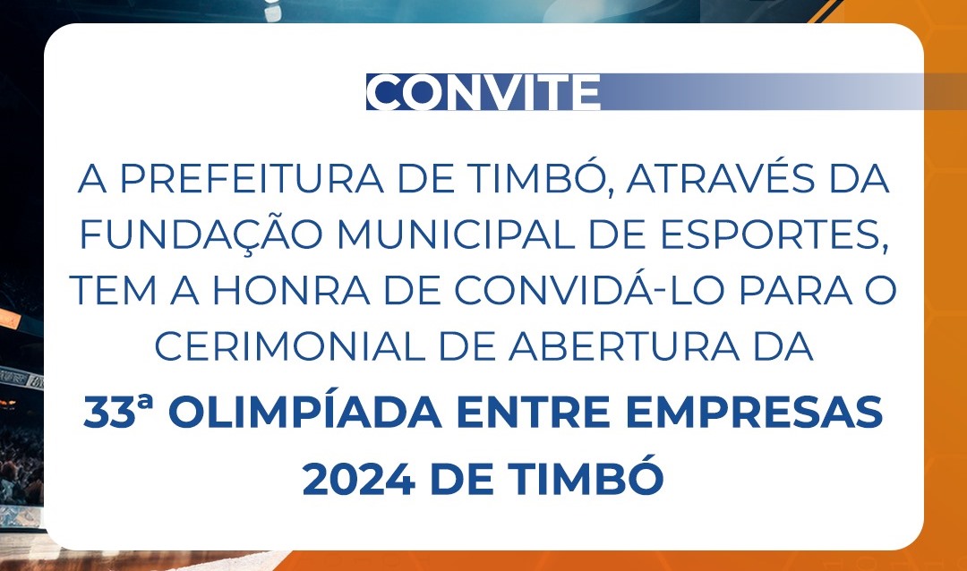 Abertura da 33ª Olimpíada Entre Empresas de Timbó acontece nesta sexta-feira