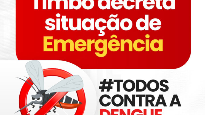 Município de Timbó decreta situação de emergência por causa da dengue