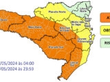 Atenção Meteorológica Defesa Civil SC – Temporais com chuva intensa e volumosa entre a quinta (02) e a sexta-feira (03)