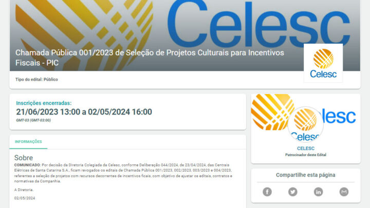 Celesc revoga editais e coloca em risco projetos culturais, esportivos, de assistência social e saúde em SC