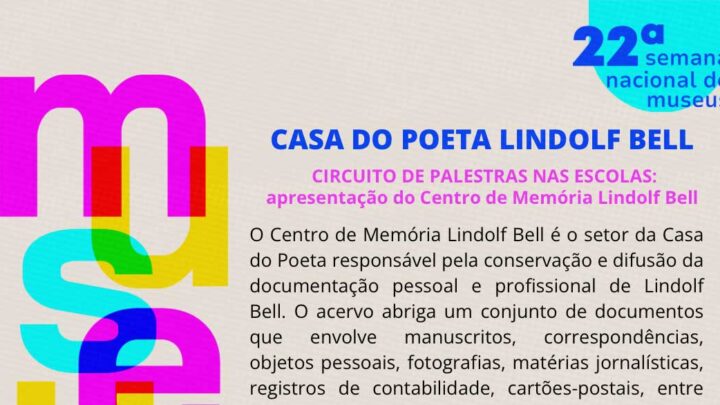 Casa do Poeta Lindolf Bell realiza palestras em escolas durante Semana Nacional dos Museus