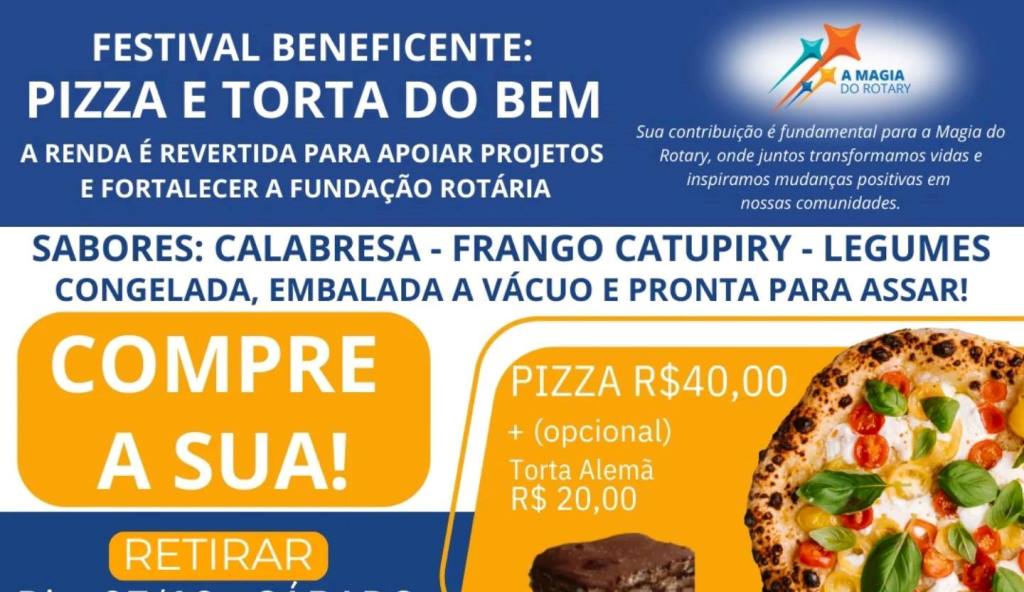 Pizzas e Tortas do Bem do Rotary Club de Timbó Vale Europeu! Pizzas e Tortas do Bem do Rotary Club de Timbó Vale Europeu!