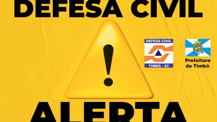 Defesa Civil de Timbó alerta para grande volume de chuvas no final de semana