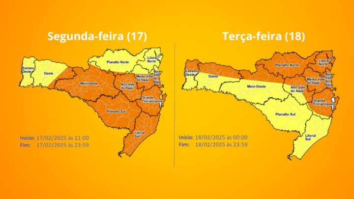 Atenção SC: Temporais e Chuva Forte Entre 17 e 18 de Fevereiro