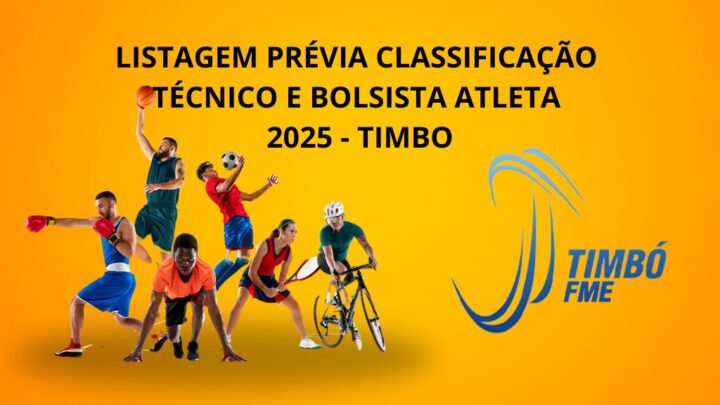 Divulgada a listagem prévia dos contemplados da Bolsa Atleta e Técnico Timbó 2025